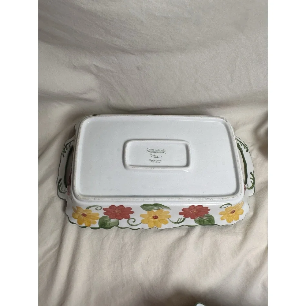 Set of 3 Temp-tations by Tara Floral Embroidery Rectangular‎ Casserole Dishes